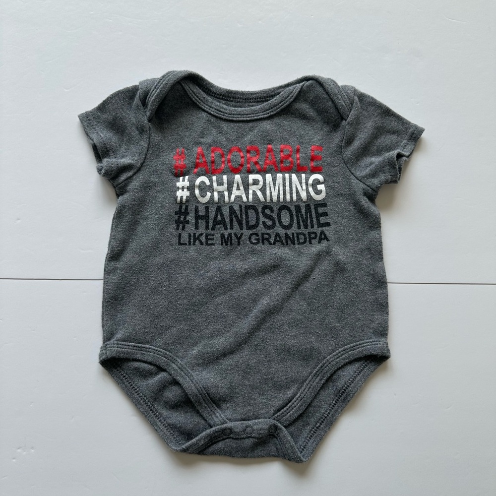 10/20$ Monkey Bars Grey “like my grandpa” short sleeve baby onesie/bodysuit 3-6m - Picture 2 of 5